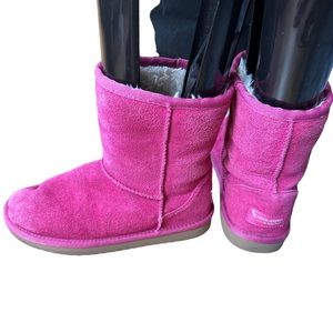 Koolaburra By Ugg Girls Pink Mini Suede Winter Booties Boots Size 2